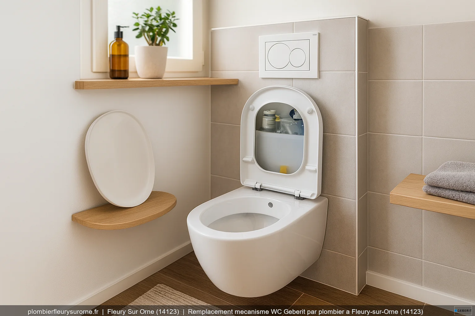 Remplacement mecanisme WC Geberit par plombier a Fleury-sur-Orne (14123)
