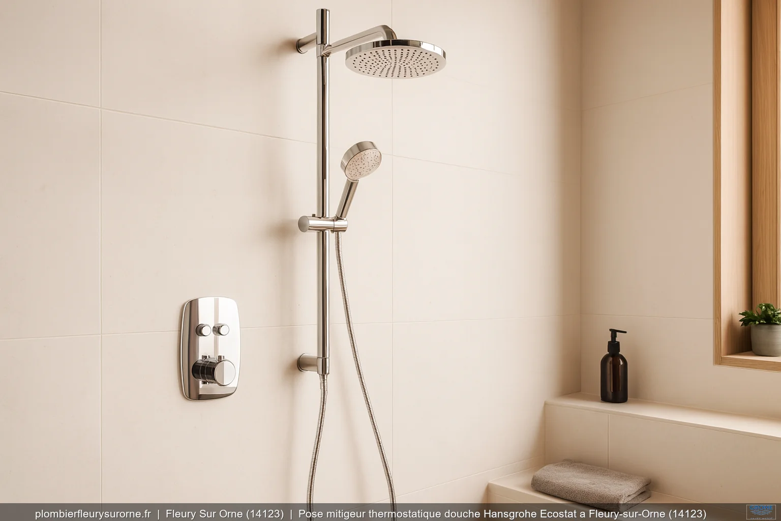 Pose mitigeur thermostatique douche Hansgrohe Ecostat a Fleury-sur-Orne (14123)