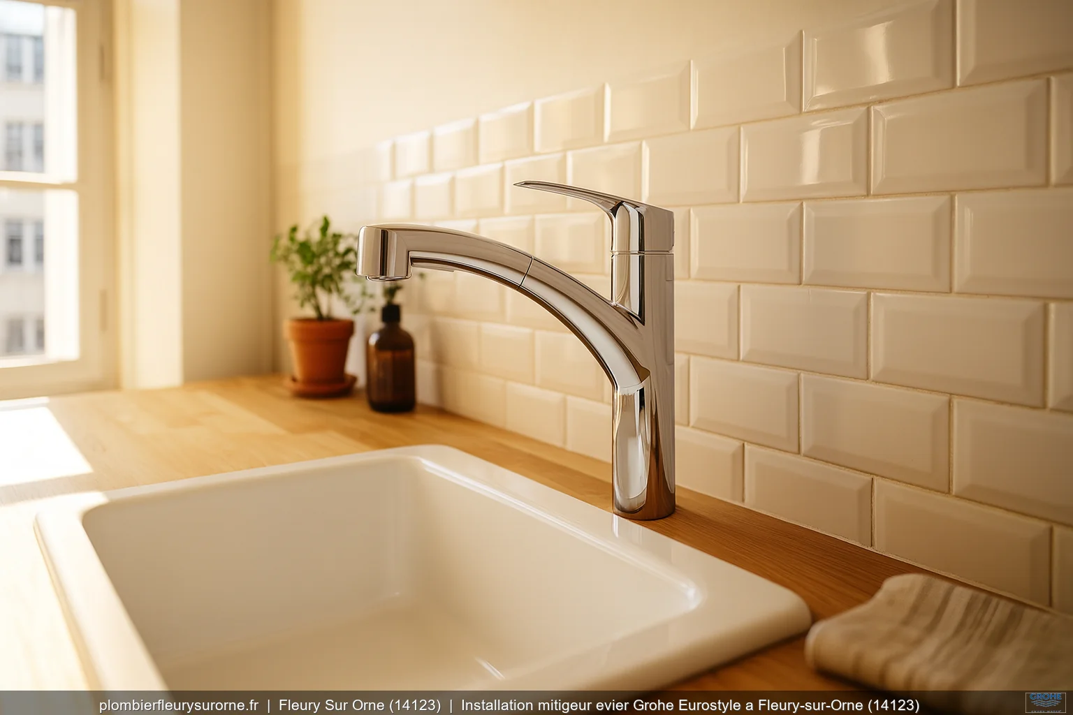 Installation mitigeur evier Grohe Eurostyle a Fleury-sur-Orne (14123)