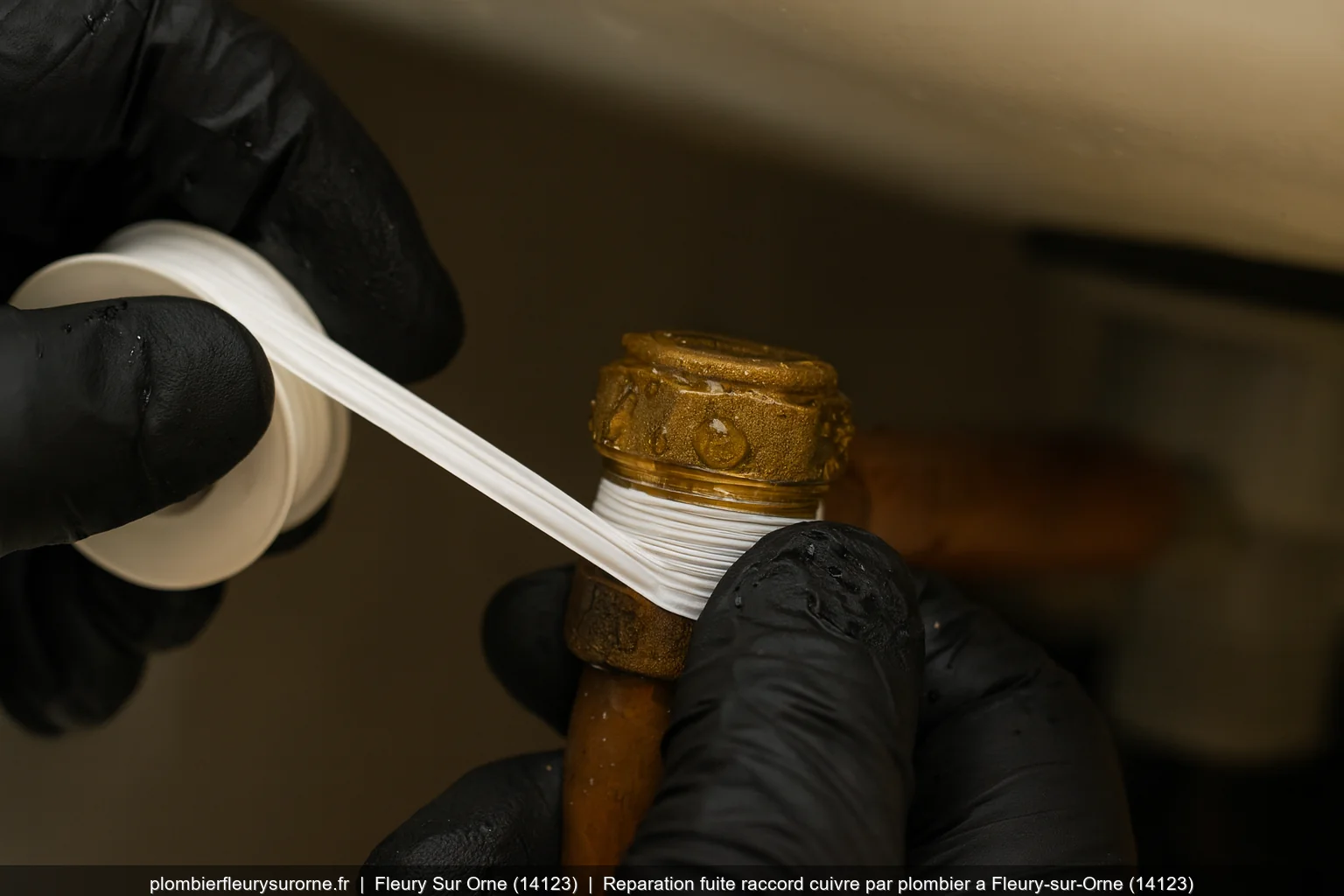 Reparation fuite raccord cuivre par plombier a Fleury-sur-Orne (14123)