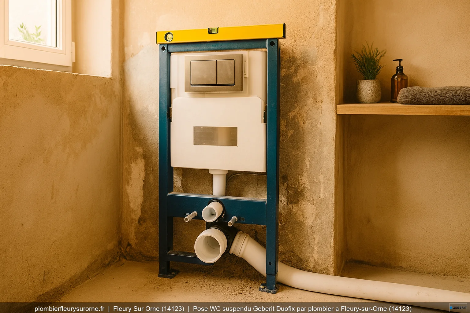Pose WC suspendu Geberit Duofix par plombier a Fleury-sur-Orne (14123)